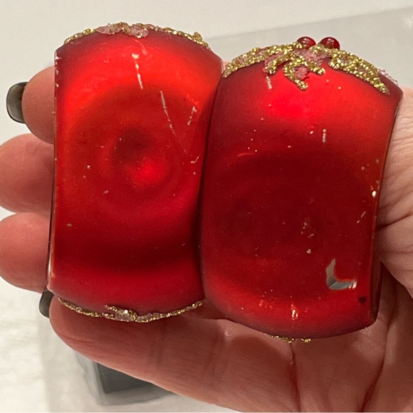 BOMBAY Company Christmas Ornament Shaped Place Card Holders Red Glass Set Of 10 - Picture 6 of 16